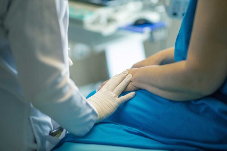 Patient being treated in the hospital