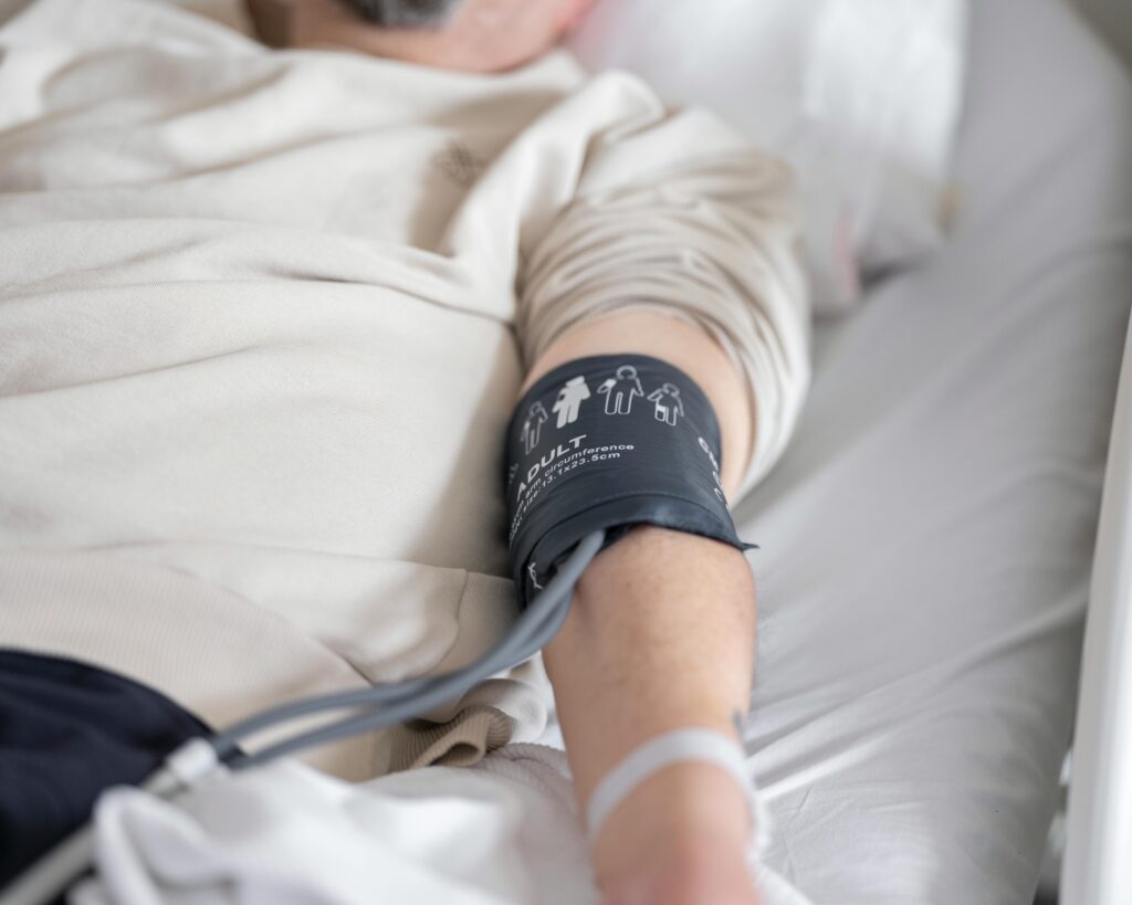 Patient blood pressure taken in ER