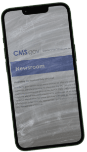 Cell phone showing IPO blog update